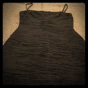 Black Ruched Spaghetti Strap Silk Dress by BCBG